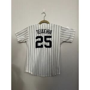New York Yankees Teixeira #25 Majestic Jersey Youth Medium Pinstripe